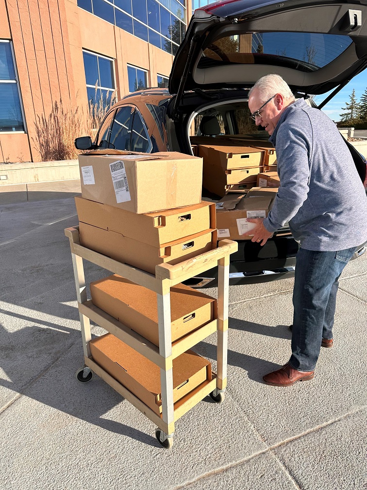 Holiday cookie project Gerry unloading the car Holiday cookie project Gerry unloading the car
