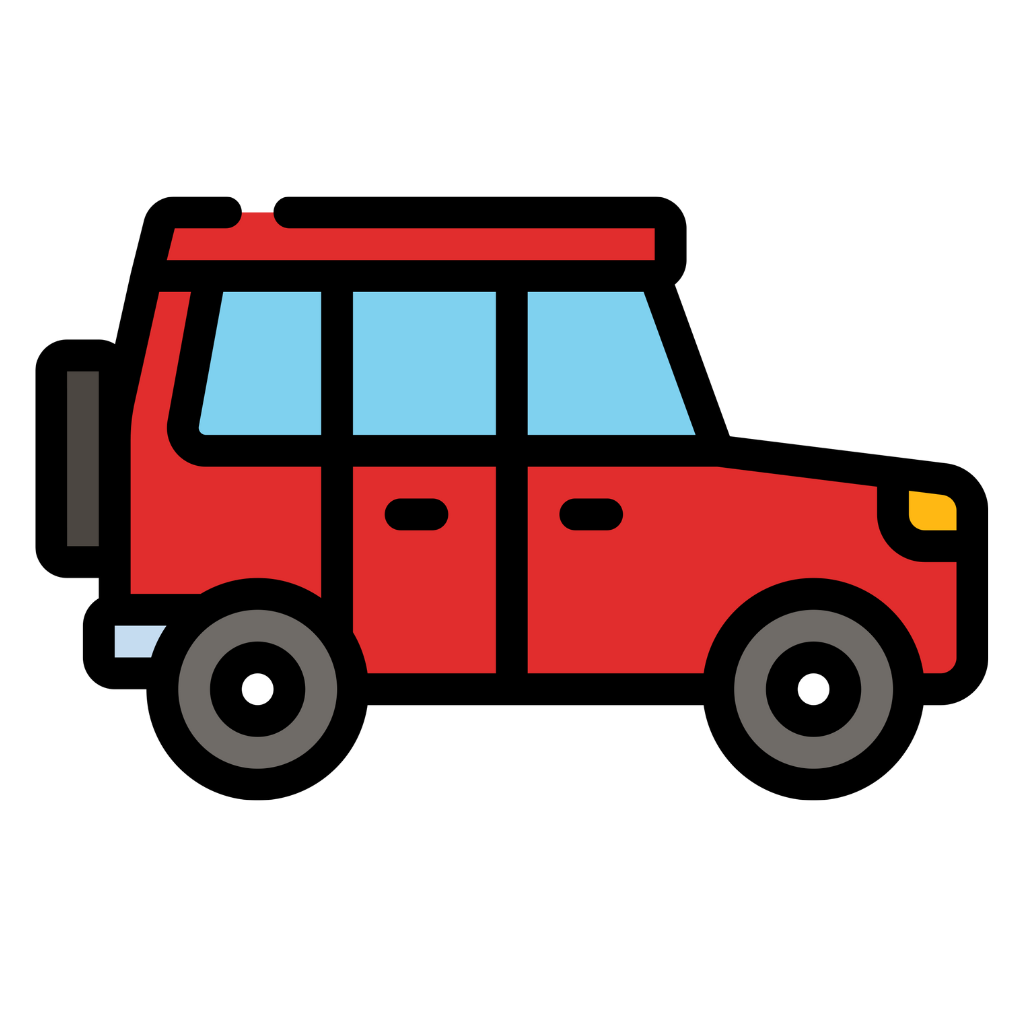 red suv icon of a jeep