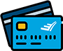icon of blue credit card front and back with Elevations logo