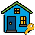 mortgage house with key icon