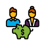 couple with piggy bank icon