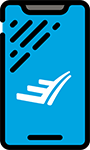 Cellphone icon with logo for Elevations Credit Union