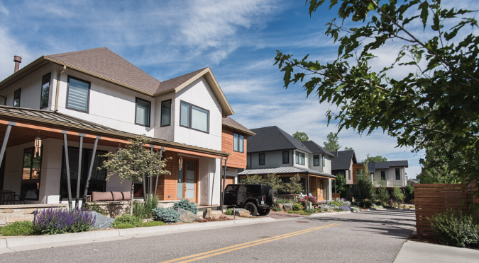 Houses on a street.